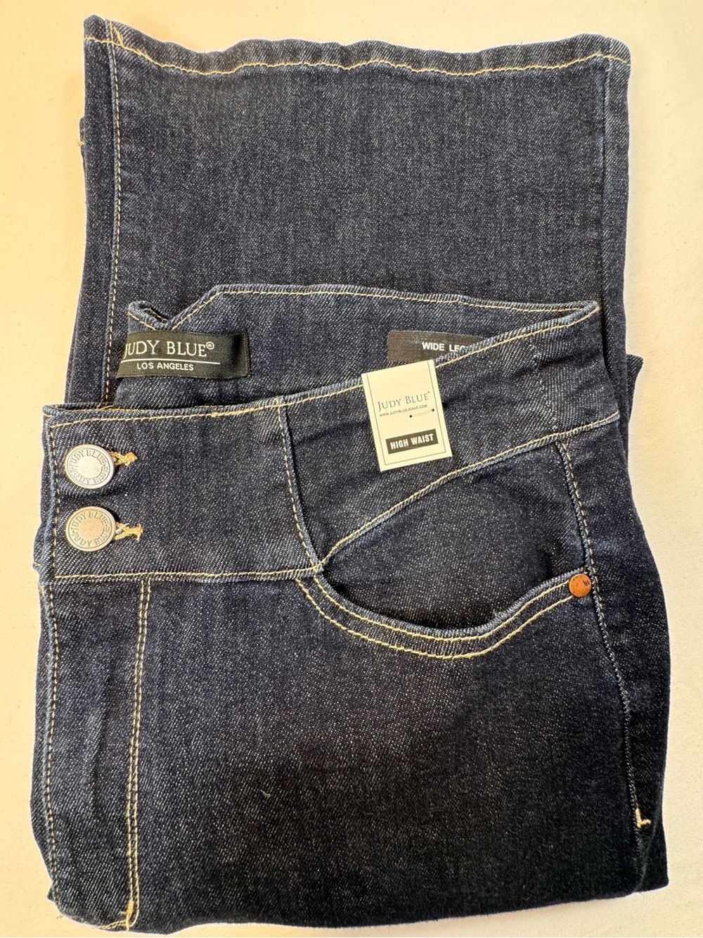 Judy Blue High Waist Wide Leg Jeans Dark Wash Size 31 Stretch Denim NWT
